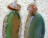 Agate and Rutilated Quartz Drop Earrings