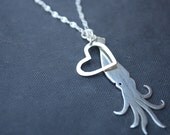 squid necklace octopus necklace quirky sea monster nautical jewelry calamari