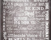 CLASSROOM RULES SIGN - Personalized Teacher Gift - Canvas Word Art - Ready to Hang 11" x 14" Other sizes/colors available Il_170x135