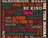 CLASSROOM RULES SIGN - Personalized Teacher Gift - Canvas Word Art - Ready to Hang 10" x 12" Other sizes/colors available Il_170x135