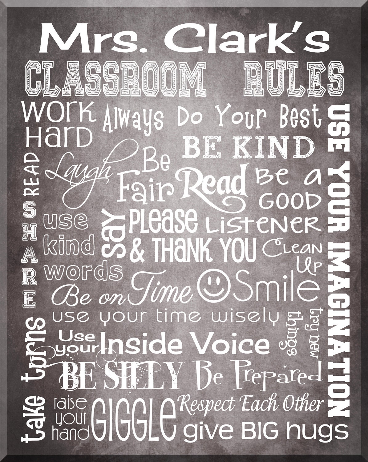 CLASSROOM RULES SIGN - Personalized Teacher Gift - Canvas Word Art - Ready to Hang 11" x 14" Other sizes/colors available Il_570xn