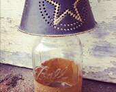Gold Mason Jar Candle Holder Jar Antique Mason Jar Candle Holder Star Tin Topper Holiday Candle Country Rustic Christmas