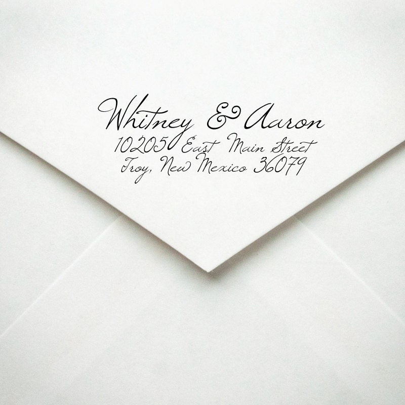Wood Handle Return Address Stamp - Custom - Calligraphy Style