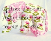 Custom elephant toy. You decide fabric, colour and size.