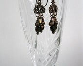 Copper beaded dangle earrings