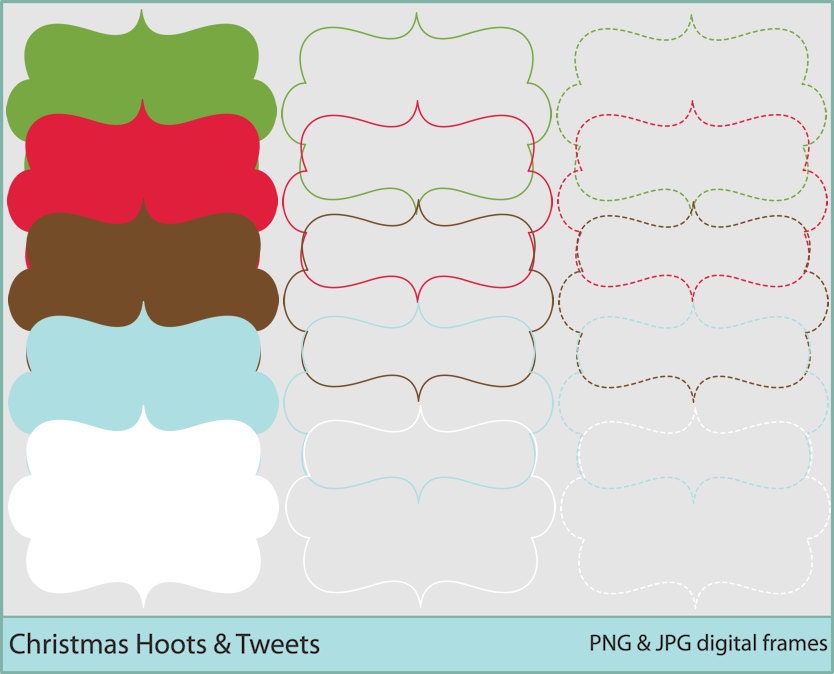 digital frames christmas owls clipart swirly clip art - Christmas Hoots and Tweets Decorative Frames Digital Clipart