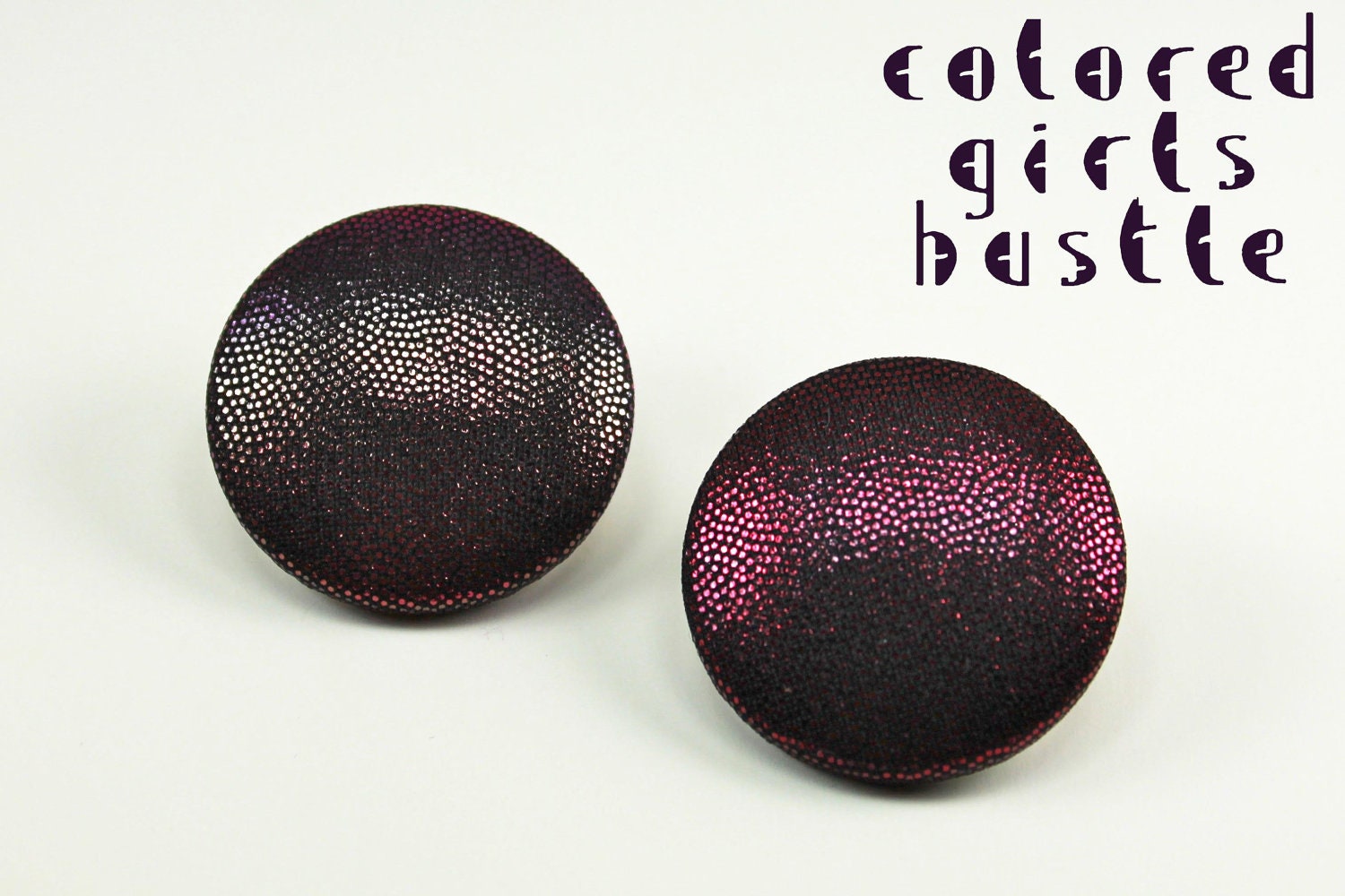 Vintage Inspired Large Button Earrings: Iridescent Black
