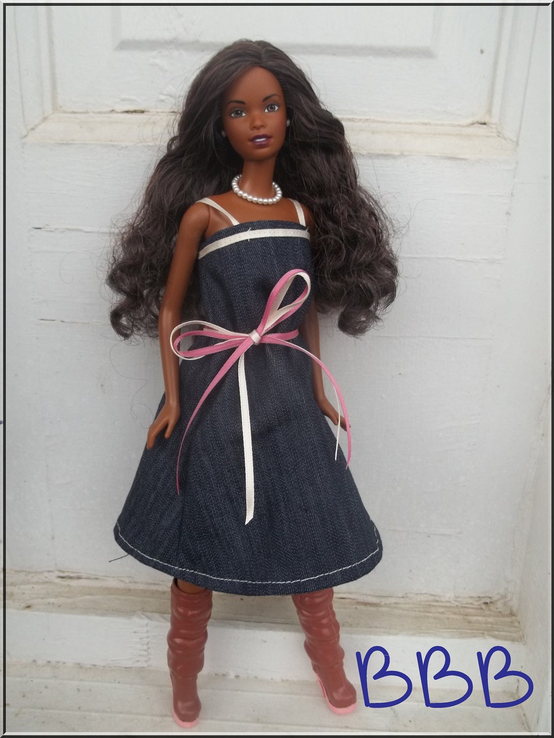 Barbie Clothes Spaghetti Strap Denim Dress Sundress