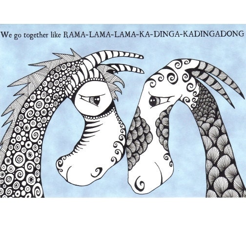 Love Greeting Card, Whimsical Beasts, Funny Grease Quote