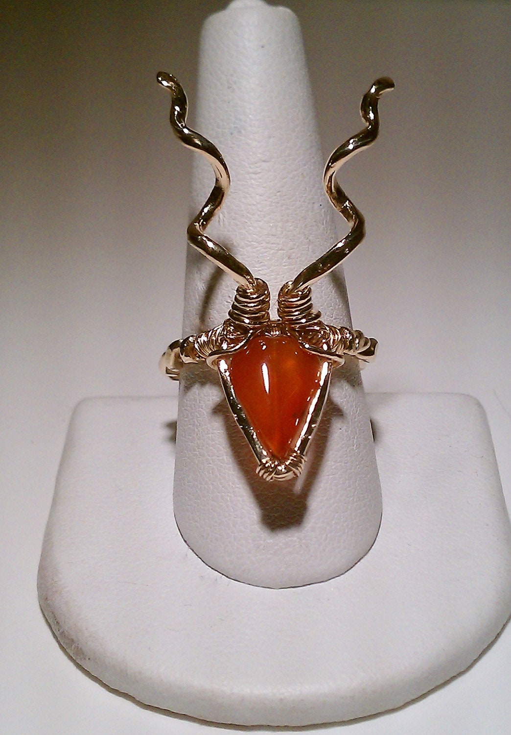 Fall 2012 // Spiral Horn Rings in Burnt Orange Carnelian