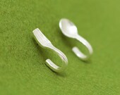 Spoon and Fork silver earrings - Post pierce cutlery earrings - Japanese asymmetrical design