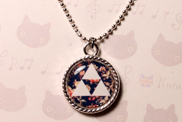 Legend of Zelda Triforce Floral Video Game Cameo Necklace for Everyday Wear