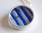 Cobalt Stripes and Circle Resin Necklace