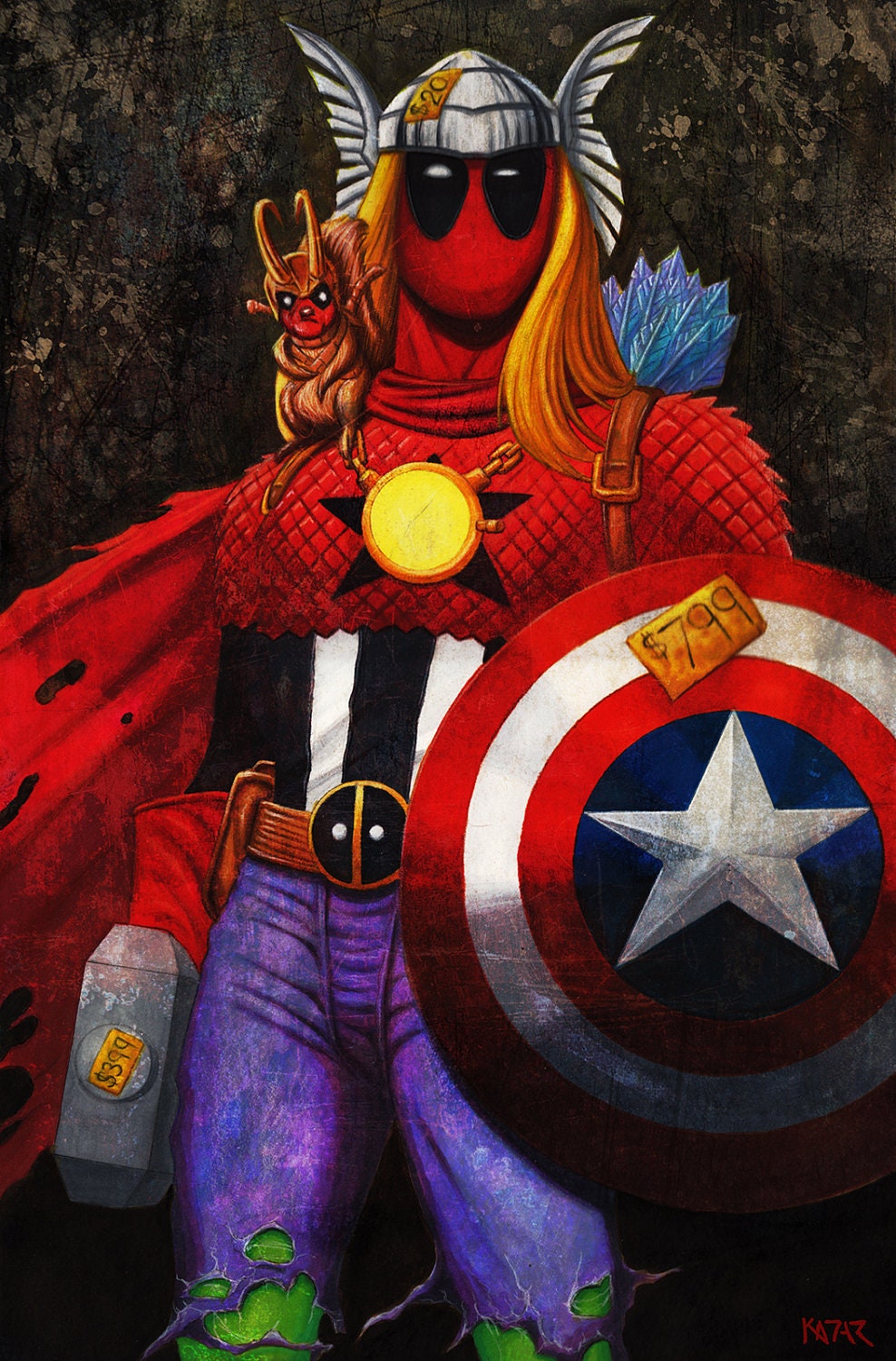 Deadpool The Super Avenger fan art print 11"x 17" by Frank A. Kadar