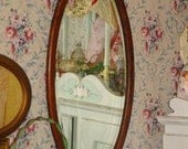 Sale Antique Oak Oval Mirror Beveled Large Home Decor For A Shabby Chic Cottage