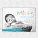 Photo Birth Announcement for Baby Boy, Digital File 5x7,  "hello i'm"