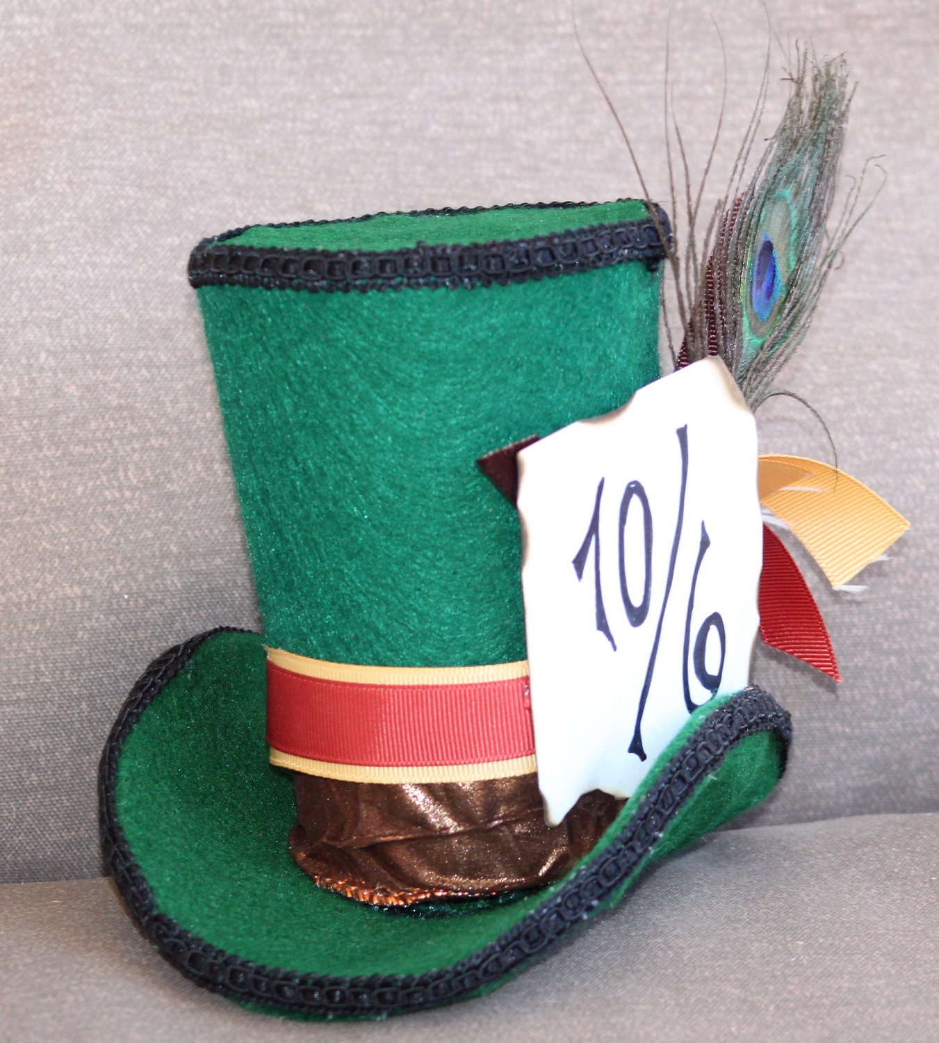 Mini Top Hat "Fern" - top hat for Birthdays, Mad Hatter, Girls Party - Green Peacock Feather - Woman Party - Photo Props Il_570xn