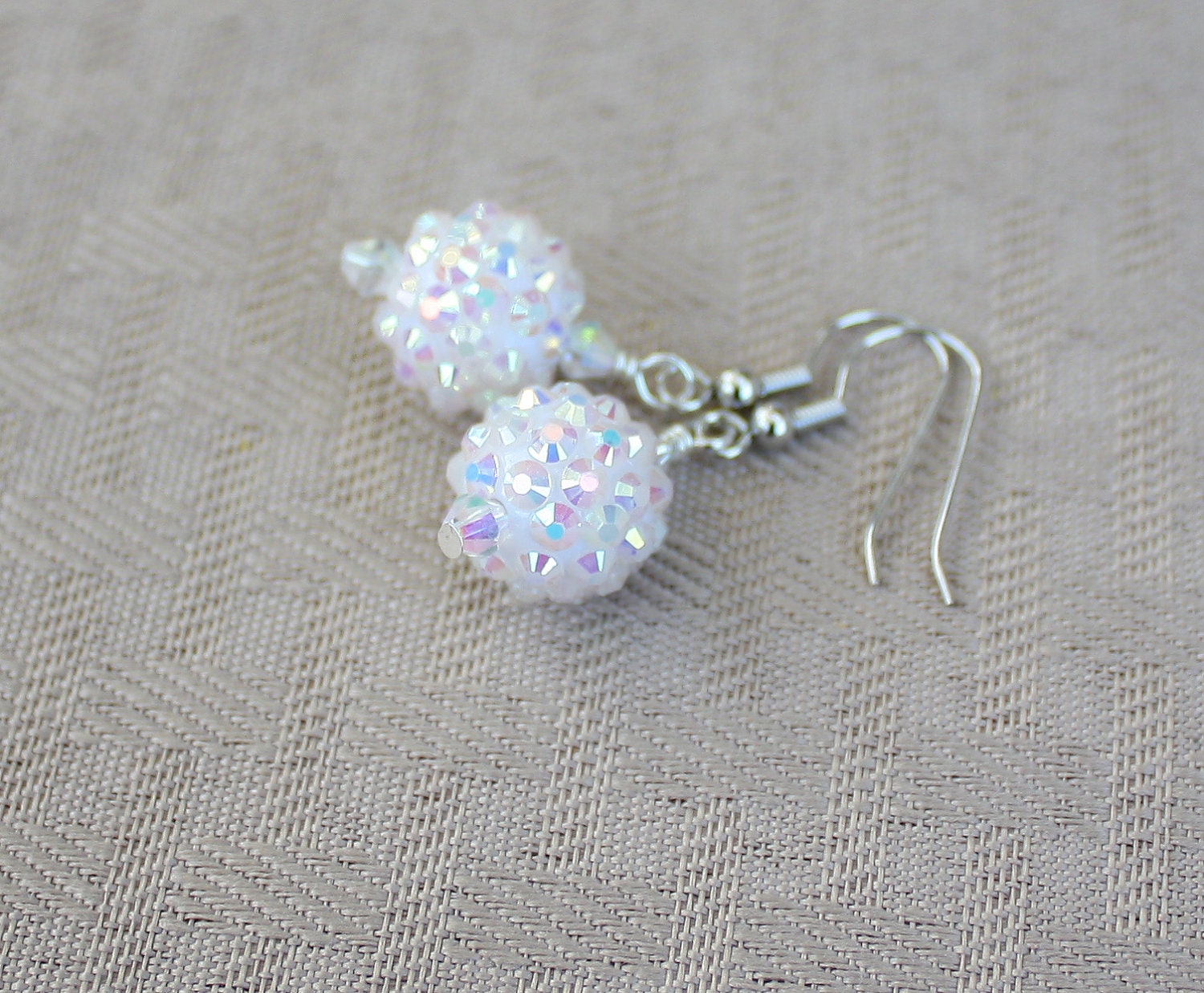 Snow Cone Earrings - Shaved Ice White Crystal Globes