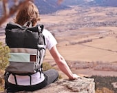 Large Roll-top Backpack --mint & black -- ready to ship.