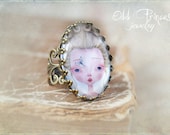 BUTTERFLY PRINCESS Victorian Art Cameo Adjustable Ring by Odd Princess,Wearable Art