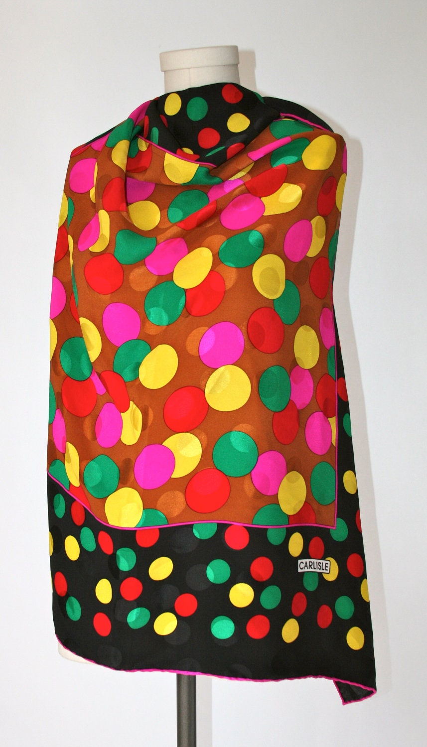 Carlisle Scarf - Silk - Pink Polka Dot Themed Ladies Scarf