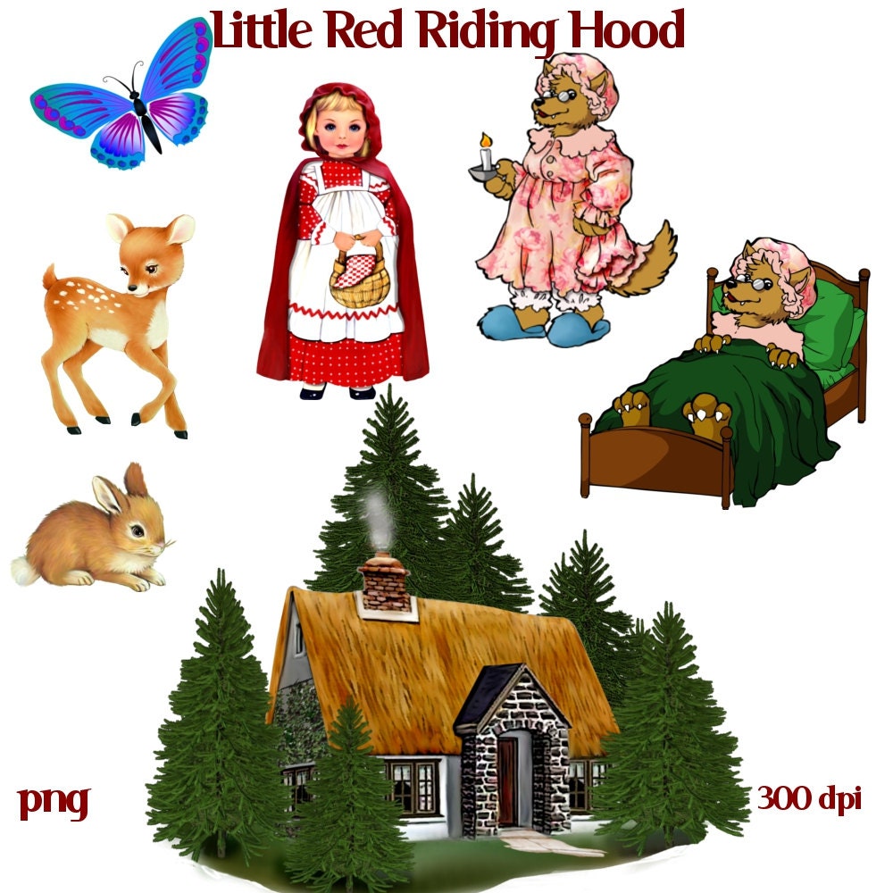 Clip Art:  Little Red Riding Hood Transparent png Digital Files    no. 144
