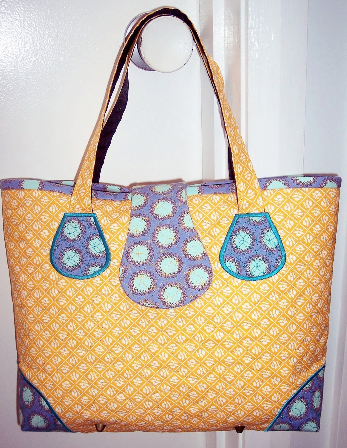 Medium Tote Bag - Handmade Tote  Bag - Modern Tote Bag - Knitting Tote Bag - Diaper Tote Bag - Beach Tote Bag - Market Tote Bag - Yellow bag