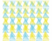 Nursery Art Print, Light Blue Lime Abstract Art, Triangles, Watercolour, Modern Art Print, Abstract Art Print - Arlequin