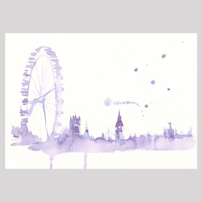 Watercolor Travel Illustration, Travel Painting, London eye, Watercolor, abstract fine art, illustration, home wall decor artwork