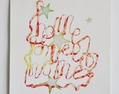 Home sweet home multi-colored ribbon illustration print