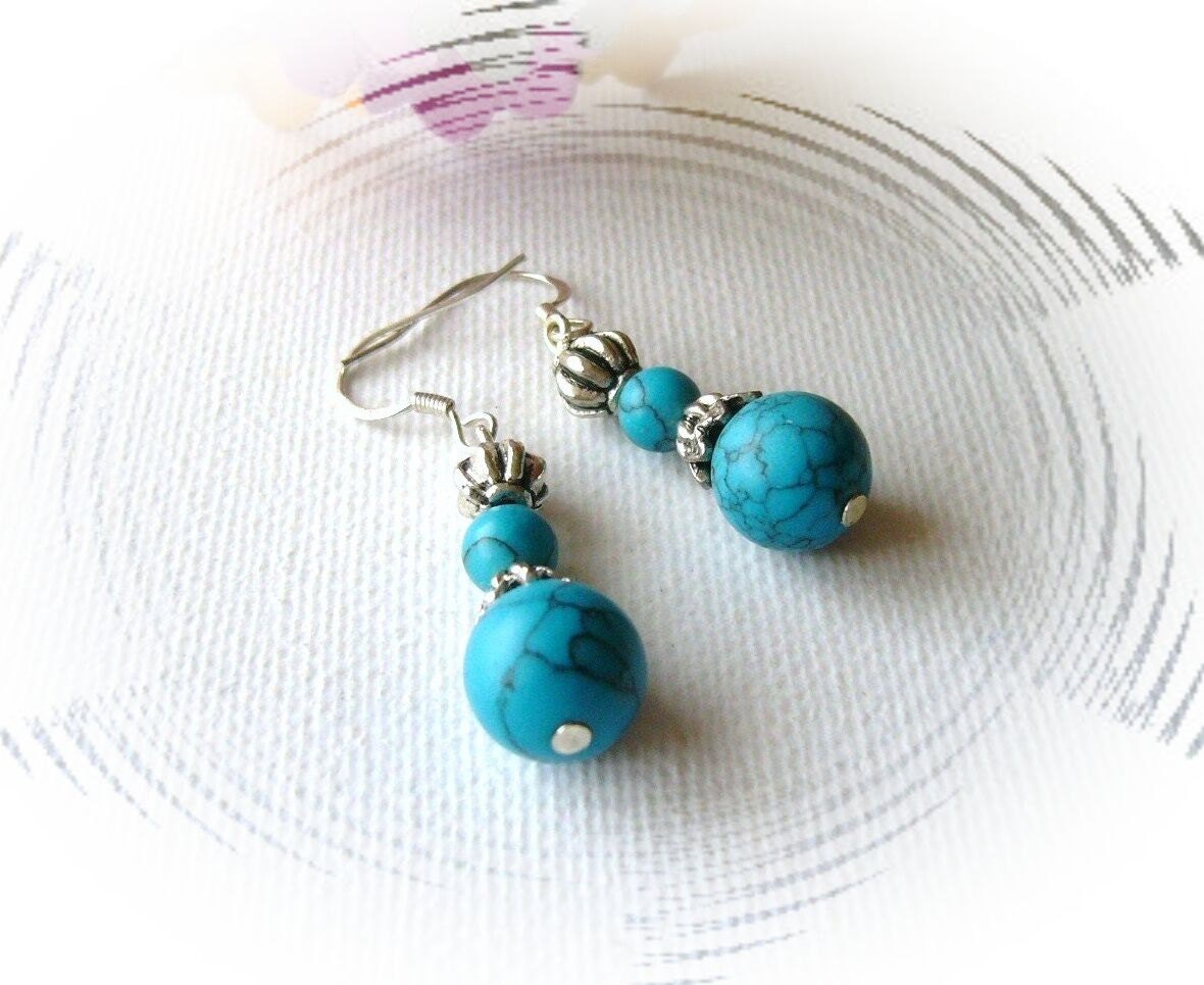 Turquoise Dangling Earrings - Handmade Fashion Jewelry