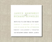 Modern Printable Wedding Invitation - Simple Lime Green and Grey Invitation -  Customized Colors - Birthday, Rehearsal , Retirement