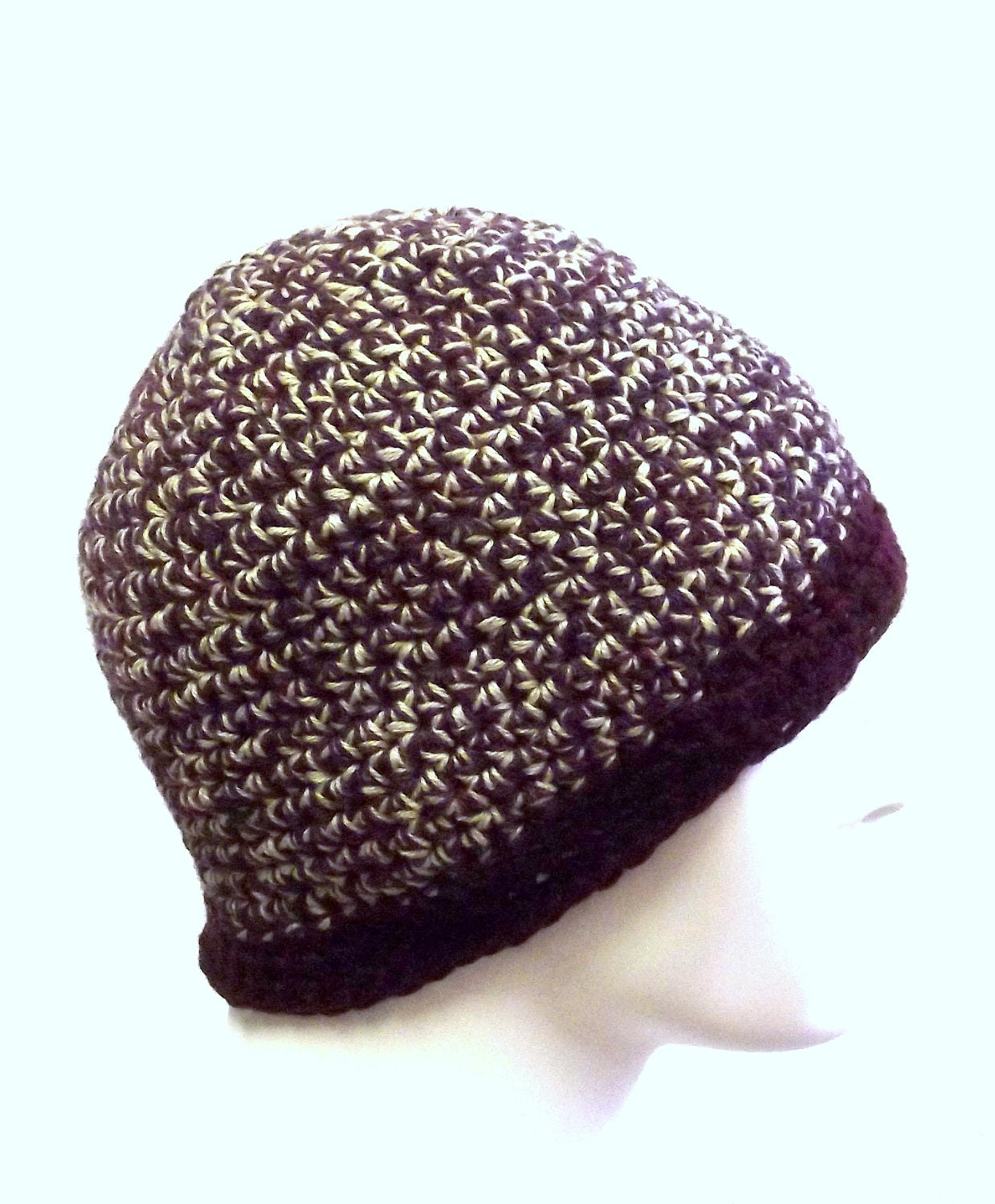 BEANIE, Crochet Hat,  Mans Accessory, Winter Apparel, Plum Tweed, Snow Ski Gear