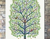 Bat Mitzvah or Bar Mitzvah Sign In Board - Tree of Life - Canvas Thumbprint Tree