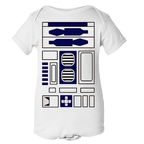 Droid Robot Halloween Infant Toddler Onezie Bodysuit Creeper Cute Funny Baby Boy / Girl / Unisex - White , Black and Royal Blue