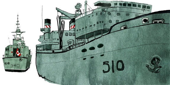 Royal Canadian Navy: ship print / nautical illustration