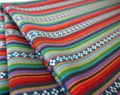 South American Fabric, Peruvian Fabric, Woven, Teal Pampa Stripes, 1 Yard