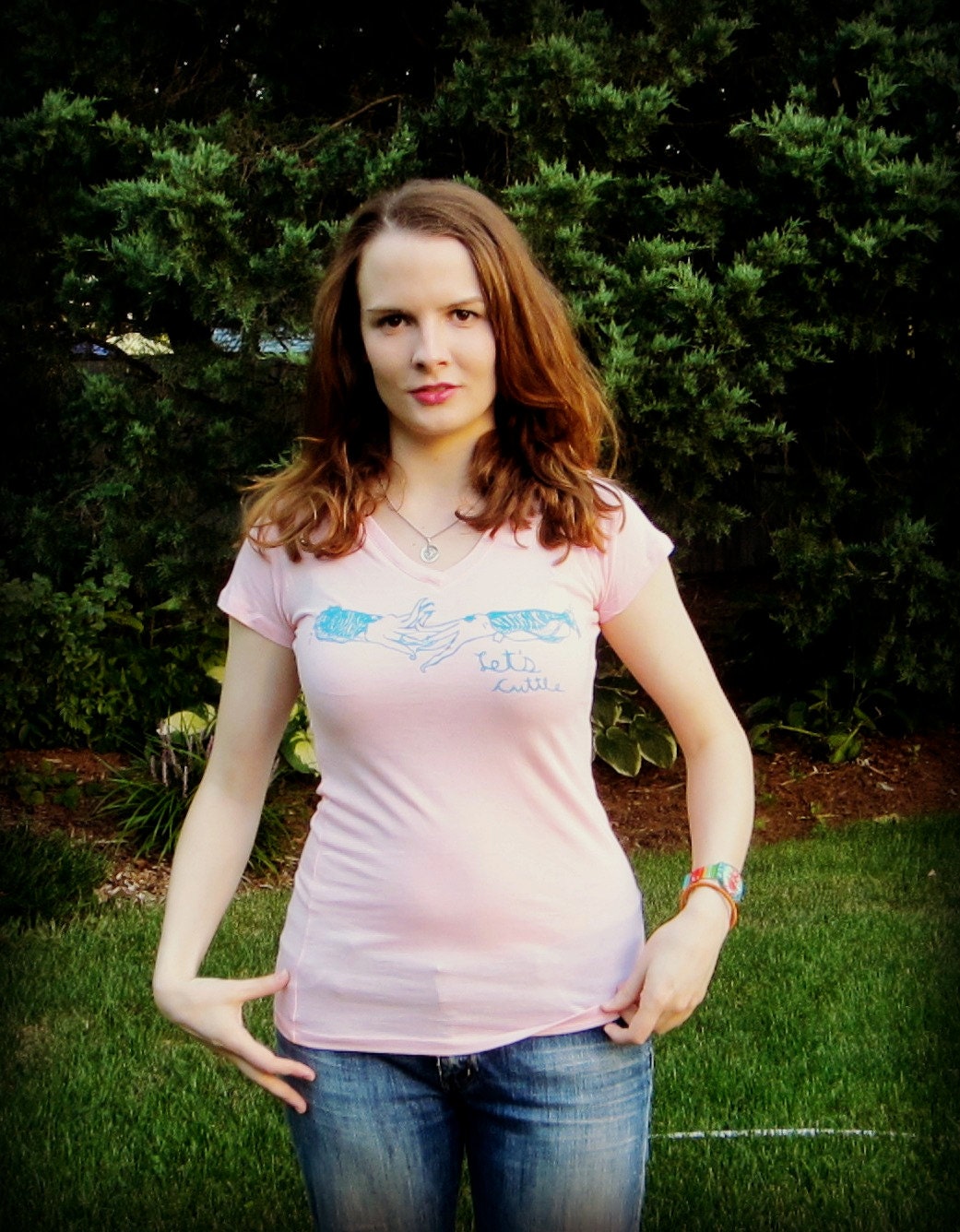 Custom Color, Cuddling Cuttlefish - Biology Nerd Women's V-neck Shirt - Let's Cuttle - Romantic Gift For Her - Valentines Day Present