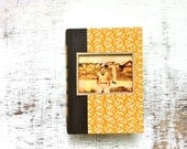 vintage book picture frame.  READABLE vintage book as unique photo frame.  Reader's Digest, 1975. orange creamsicle ochre yellow tangerine