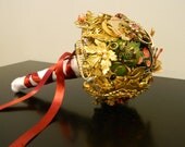 Wedding Brooch Bouquet, SALE, gold tones, red, pink, white, black, vintage bridal bride  heirloom keepsake alternative jeweled jewelry