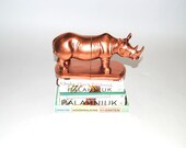 White Faux Taxidermy - The Rhino Bookends - Copper Home Decor - Office Library Decor - Book Storage
