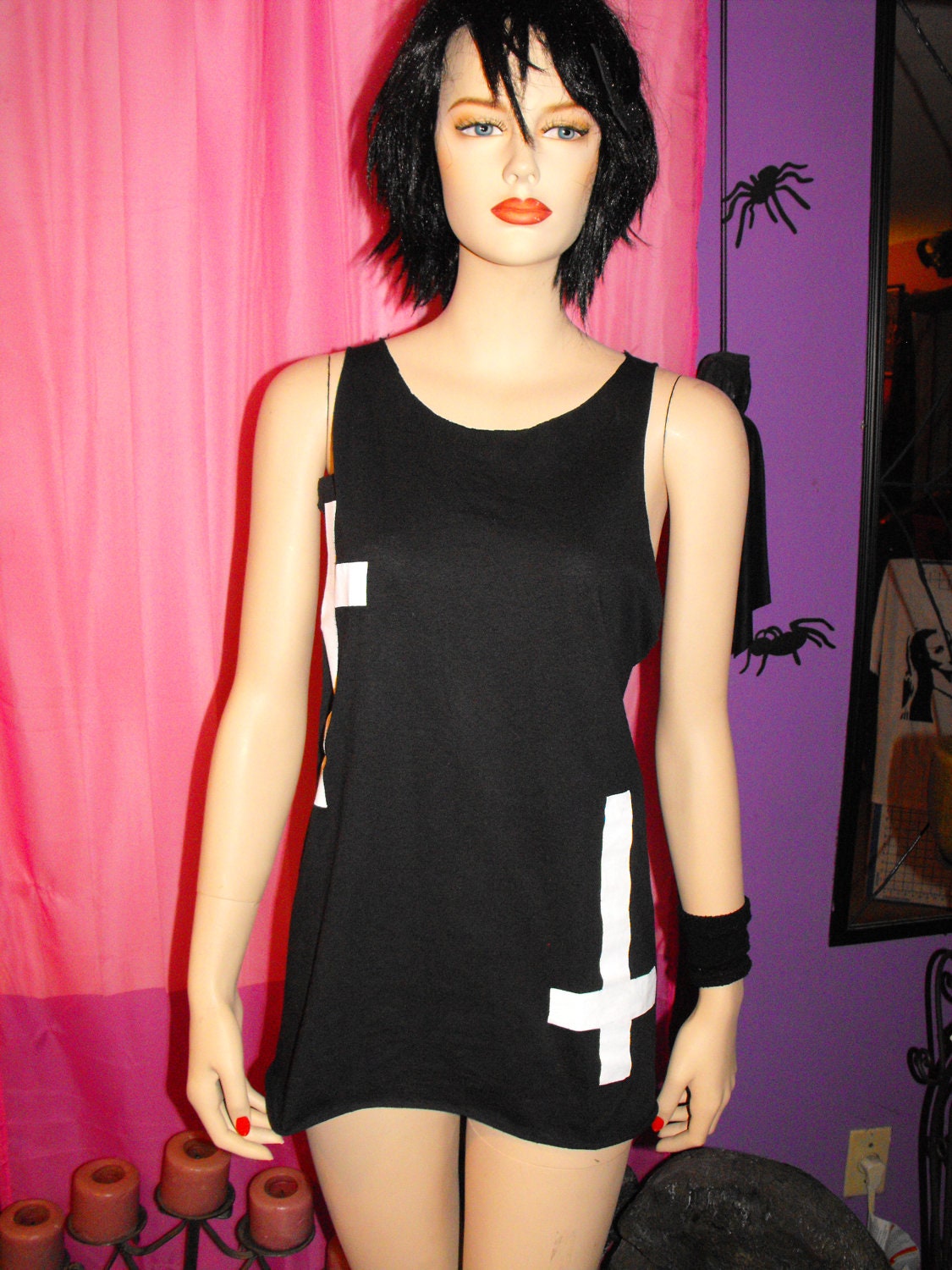 White Gothic Cross tunic tank