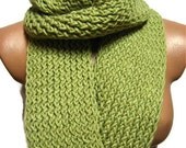 Knitted Green Bow Scarf Chunky Neck Warmer Women's Extra Long Scarf Fashion Accessories