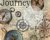 PRINT:  Journey drawing on Distressed Parchment