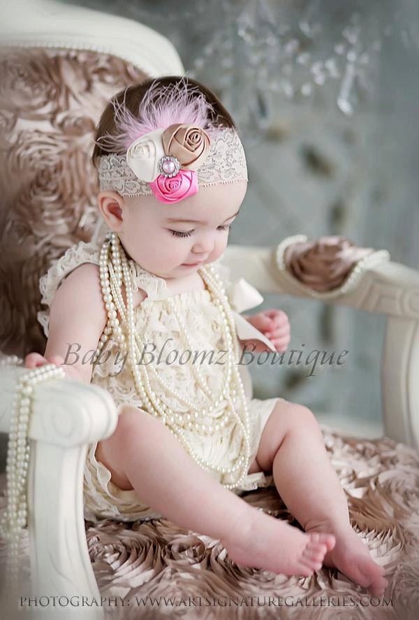Baby Headband, Baby hair bow, flower headband, newborn headband, Satin Rosette headband, Baby girl Headbands, toddler headband, Shabby Chic