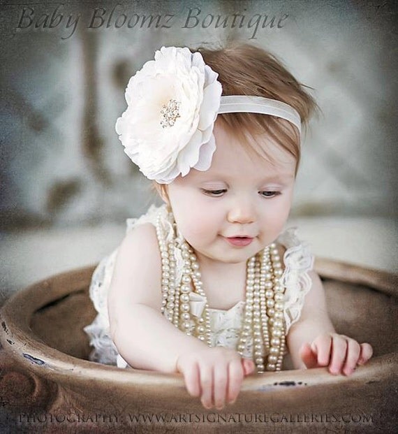 Baby Headband Rose flower headband baby girl headband baby bow pearl rhinestone newborn headband