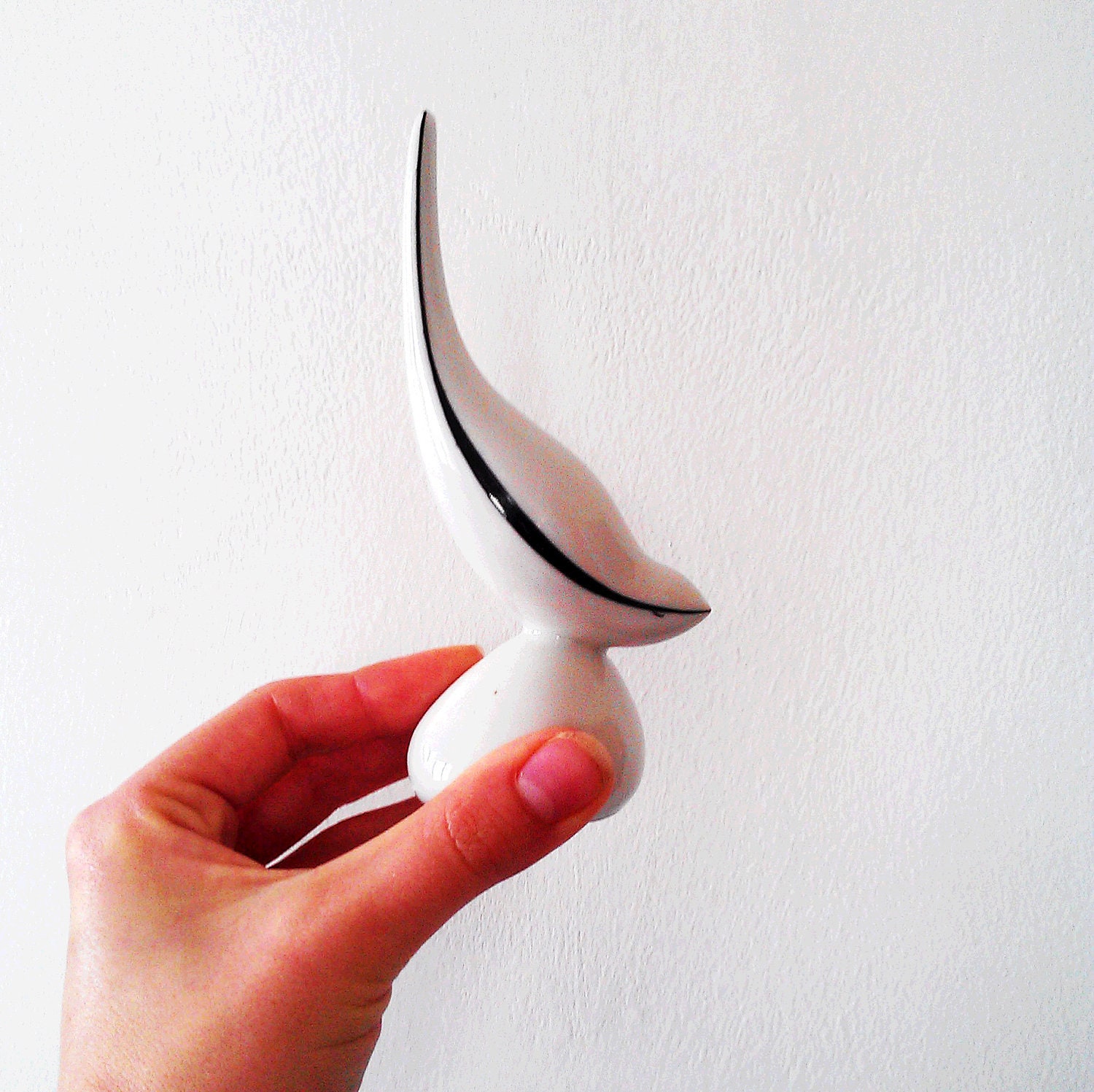porcelain bird figurine art deco white black collectible sculpture statue, gift for her