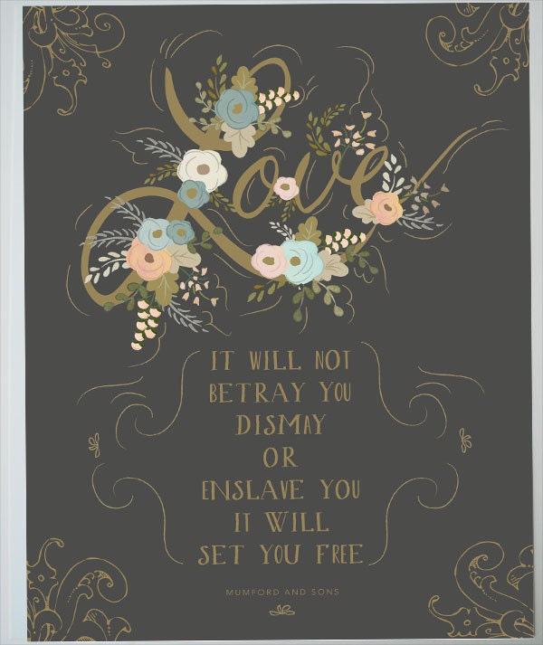 Love print for your Wedding Gold and charcoal Mumford & Sons Quote- 8.5 x 11
