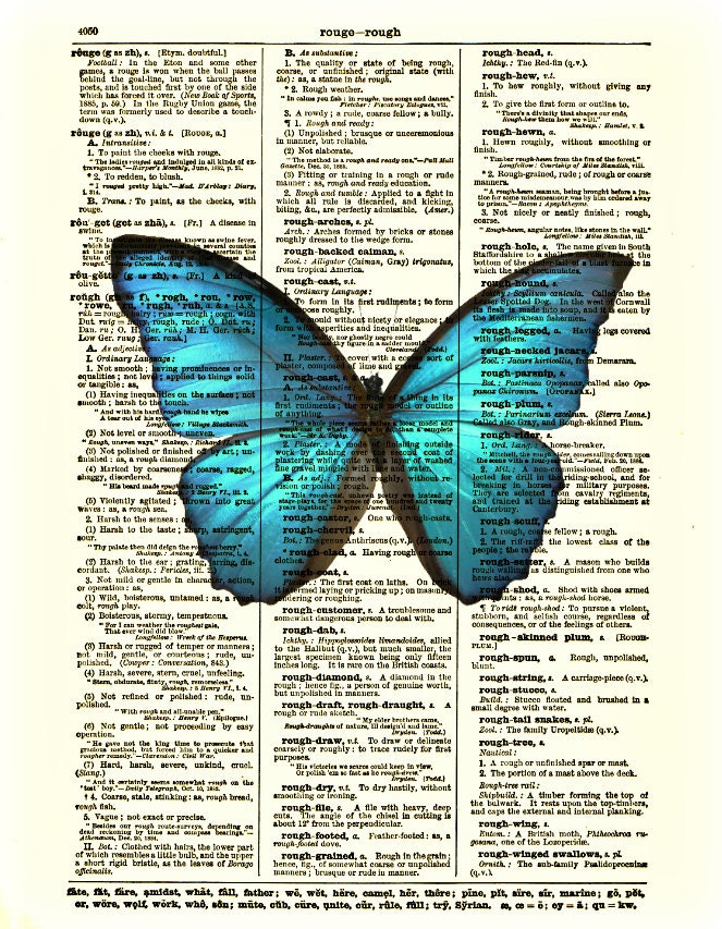 Butterfly Art Print, Dictionary Page Art, Blue Butterfly, Buy 2 Get 1 Free, Dictionary Art Print, Wall Decor, Wall Art