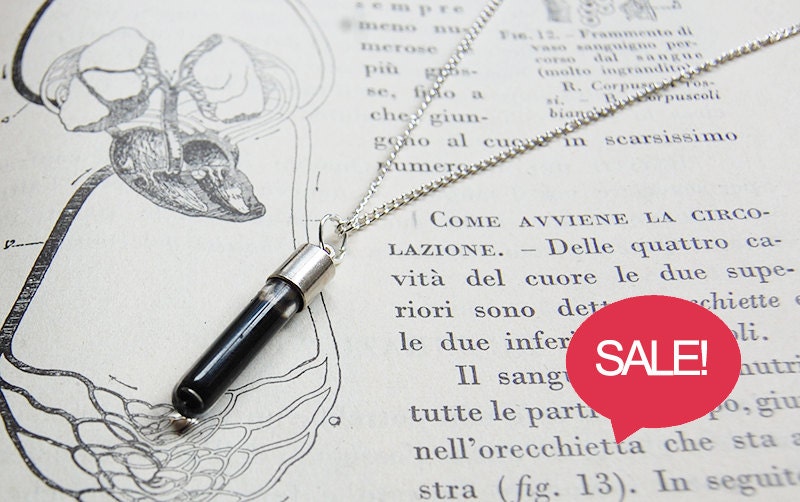 SALE - Black Poison - Handmade Flask Vial Bottle Pendant Necklace